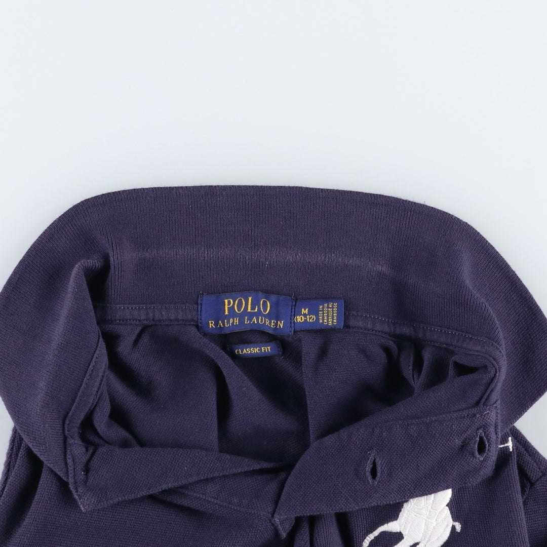 Ralph Lauren POLO RALPH LAUREN CLASSIC FIT Big Pony Short-Sleeve Polo Shirt (Women's Size S) cotton navy blue type Vintage Second Hand