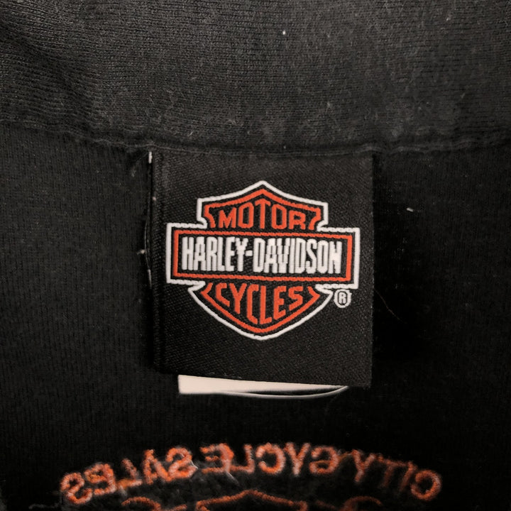 Harley-Davidson Short Sleeve Polo Shirt for Women (Size L) cotton black type Vintage Second Hand