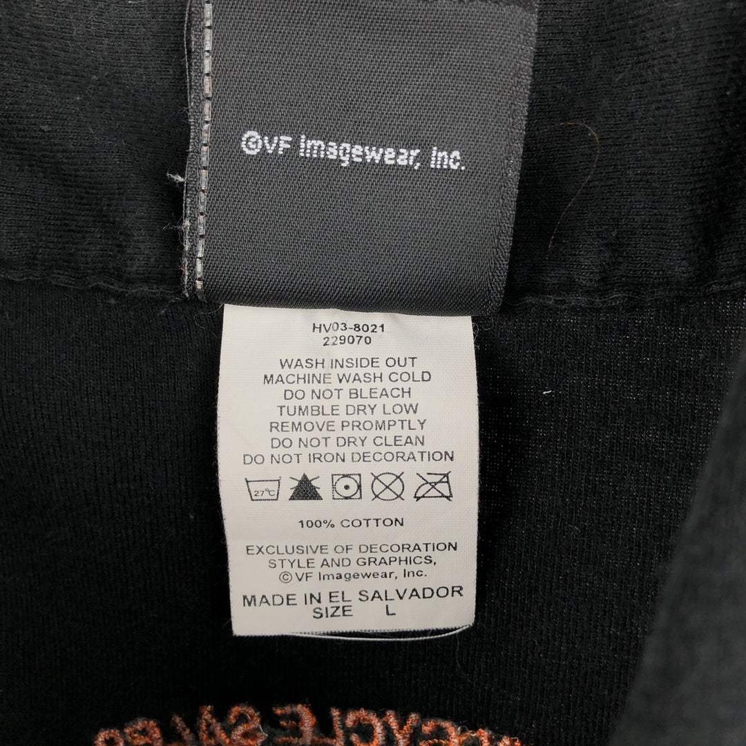 Harley-Davidson Short Sleeve Polo Shirt for Women (Size L) cotton black type Vintage Second Hand