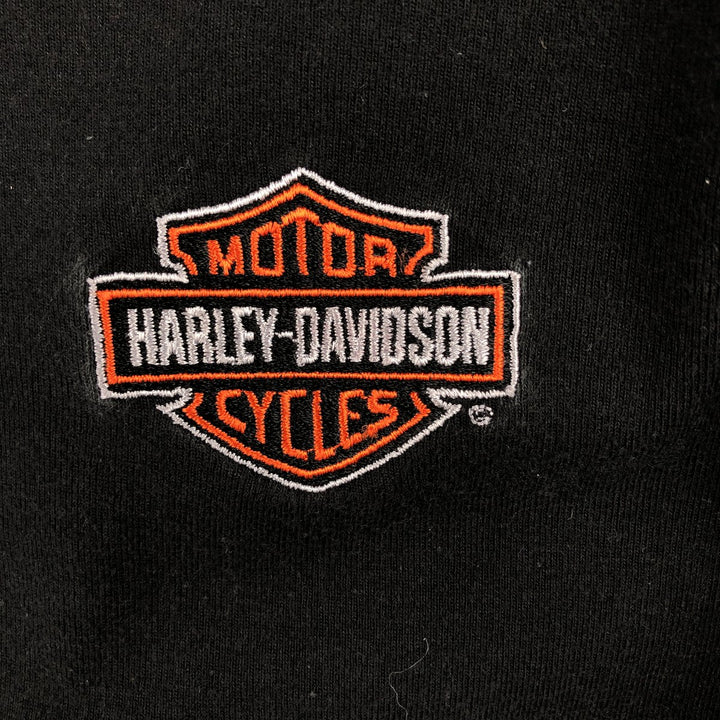 Harley-Davidson Short Sleeve Polo Shirt for Women (Size L) cotton black type Vintage Second Hand