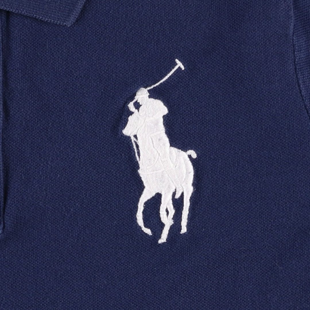 Ralph Lauren POLO RALPH LAUREN THE SKINNY POLO Big Pony Short-Sleeve Polo Shirt Women's Size L (approx.) cotton navy blue type Vintage Second Hand