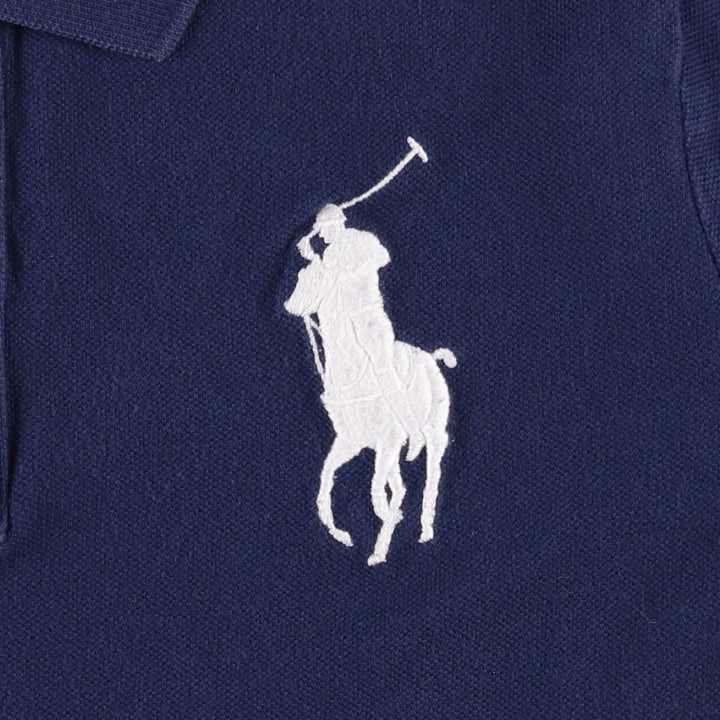 Ralph Lauren POLO RALPH LAUREN THE SKINNY POLO Big Pony Short-Sleeve Polo Shirt Women's Size L (approx.) cotton navy blue type Vintage Second Hand