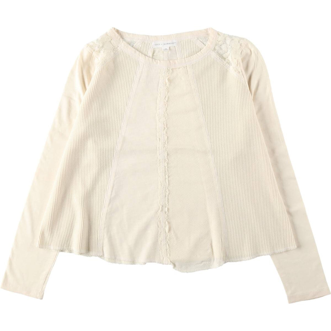 Coco Jaimeson Long-Sleeve T-Shirt (Women's Size M) unclear ivory Vintage Second Hand