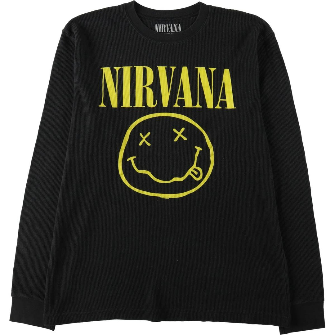 NIRVANA Thermal Long-Sleeve Band T-Shirt (Women's Size XL) cotton black type Vintage Second Hand