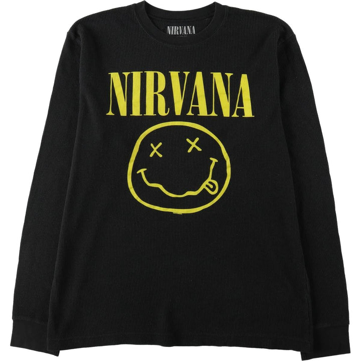 NIRVANA Thermal Long-Sleeve Band T-Shirt (Women's Size XL) cotton black type Vintage Second Hand