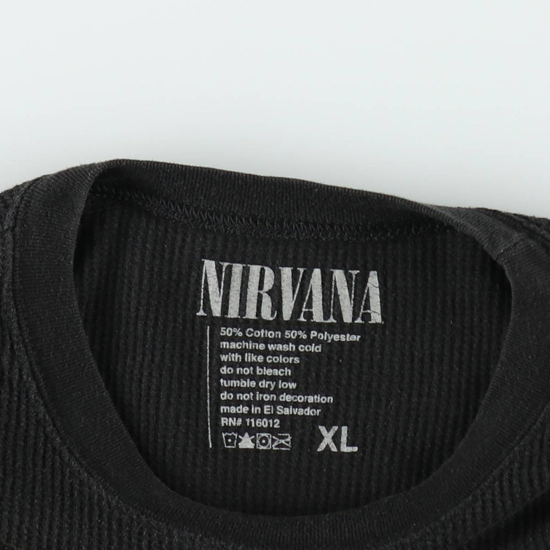 NIRVANA Thermal Long-Sleeve Band T-Shirt (Women's Size XL) cotton black type Vintage Second Hand