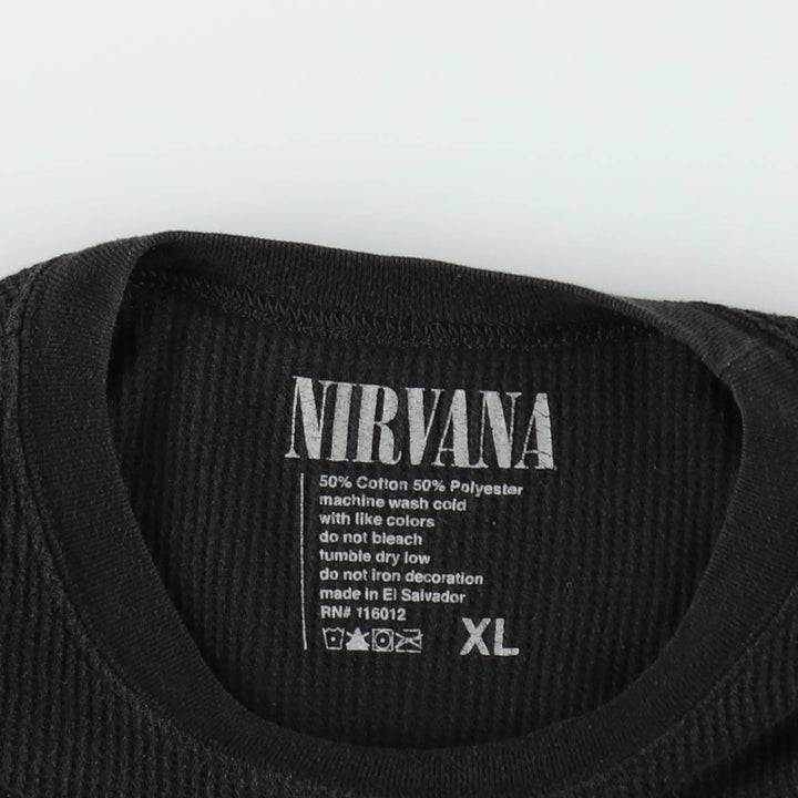 NIRVANA Thermal Long-Sleeve Band T-Shirt (Women's Size XL) cotton black type Vintage Second Hand