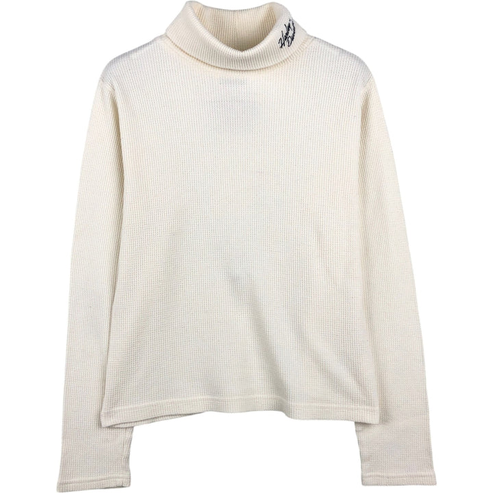 Harley-Davidson Turtleneck Motorcycle Thermal Long-Sleeve T-Shirt (Waffle Knit) - Women's Size L (approx.) cotton pale white type Vintage Second Hand
