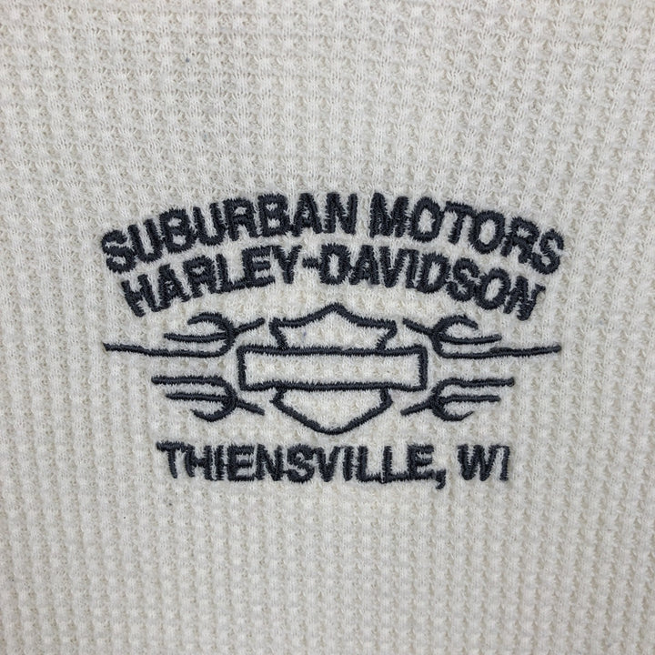 Harley-Davidson Turtleneck Motorcycle Thermal Long-Sleeve T-Shirt (Waffle Knit) - Women's Size L (approx.) cotton pale white type Vintage Second Hand