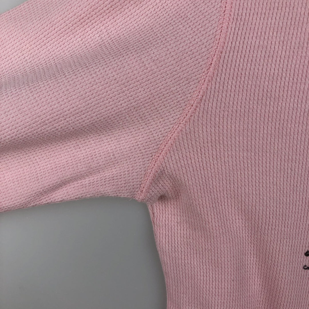 2000'S Harley-Davidson Motorcycle Sequined Thermal Long-Sleeve T-Shirt (Waffle Knit) - Women's Size XL (approx.) cotton pink type Vintage Second Hand