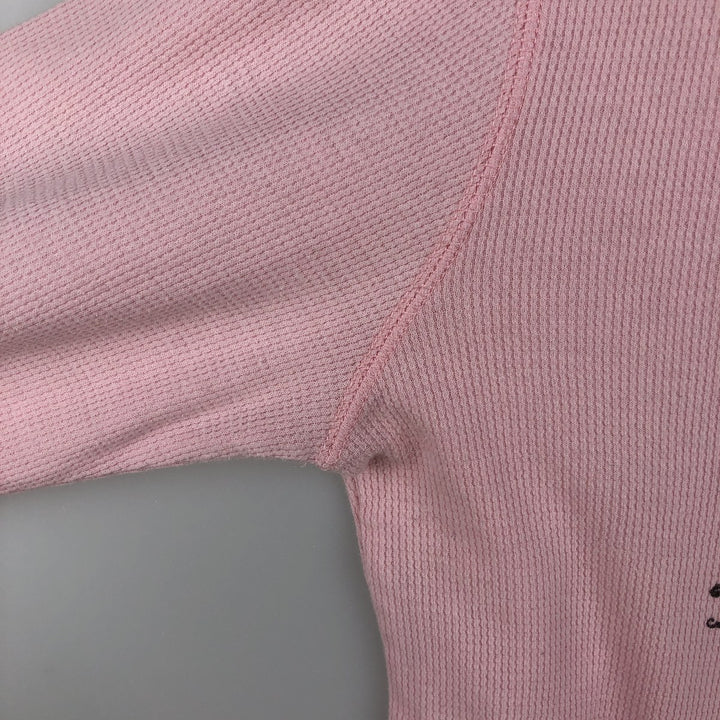 2000'S Harley-Davidson Motorcycle Sequined Thermal Long-Sleeve T-Shirt (Waffle Knit) - Women's Size XL (approx.) cotton pink type Vintage Second Hand