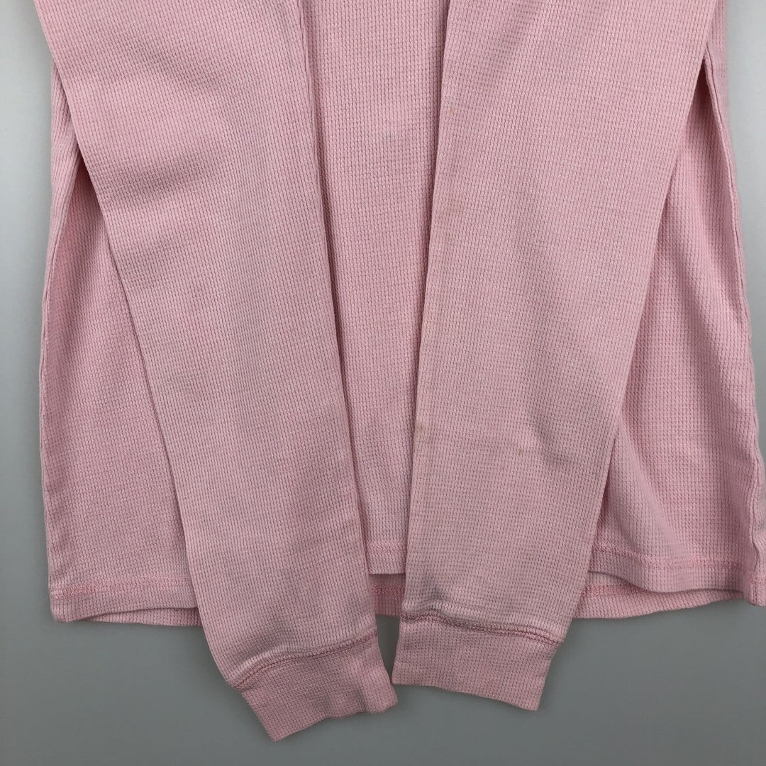 2000'S Harley-Davidson Motorcycle Sequined Thermal Long-Sleeve T-Shirt (Waffle Knit) - Women's Size XL (approx.) cotton pink type Vintage Second Hand