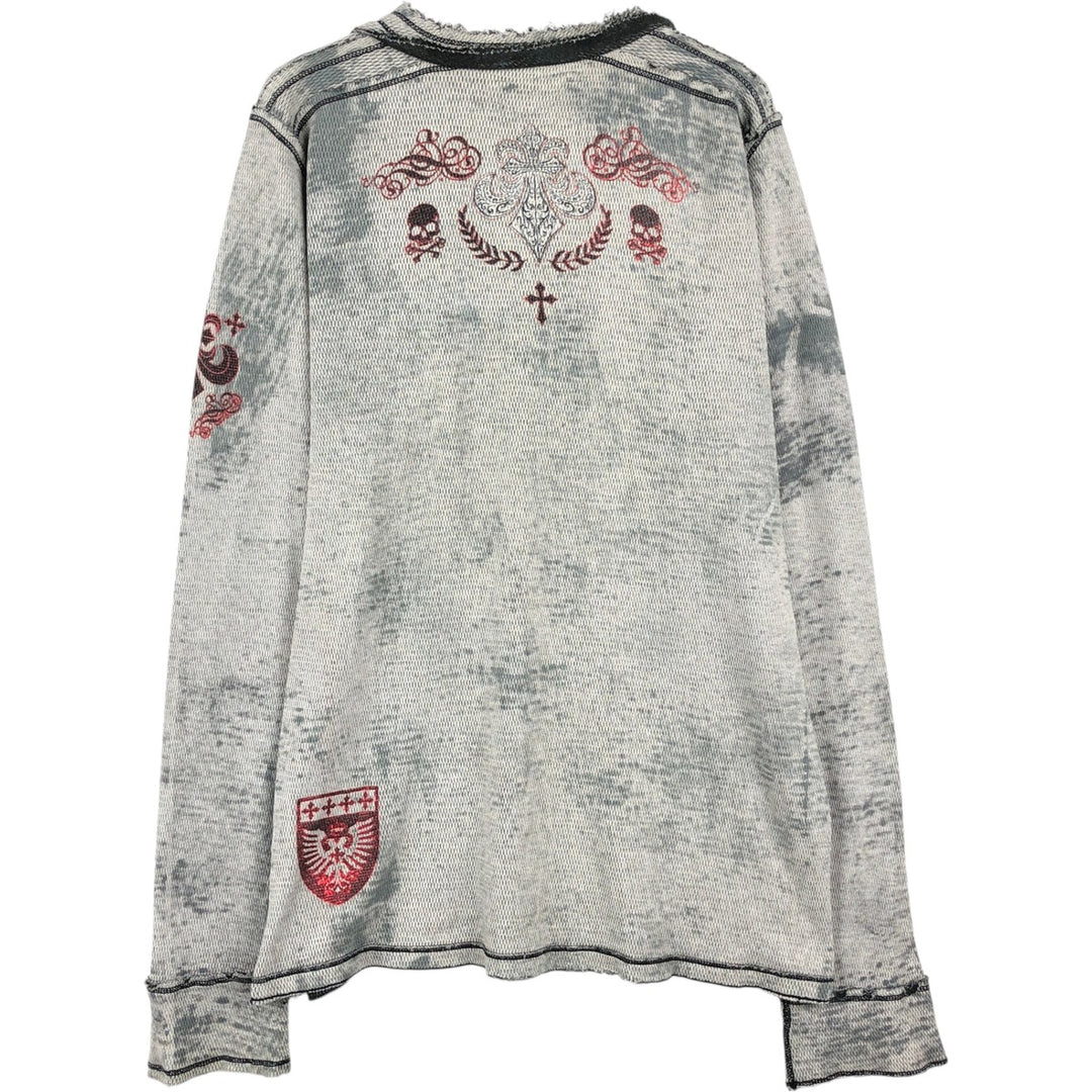 Reversible Thermal Long-Sleeve T-Shirt, Honeycomb Pattern, Women's Size L (equivalent) unclear gray type Vintage Second Hand