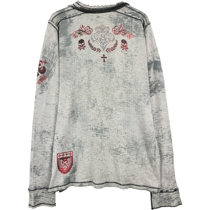 Reversible Thermal Long-Sleeve T-Shirt, Honeycomb Pattern, Women's Size L (equivalent) unclear gray type Vintage Second Hand