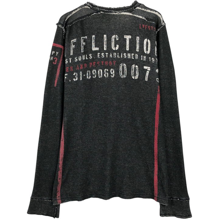 Reversible Thermal Long-Sleeve T-Shirt, Honeycomb Pattern, Women's Size L (equivalent) unclear gray type Vintage Second Hand