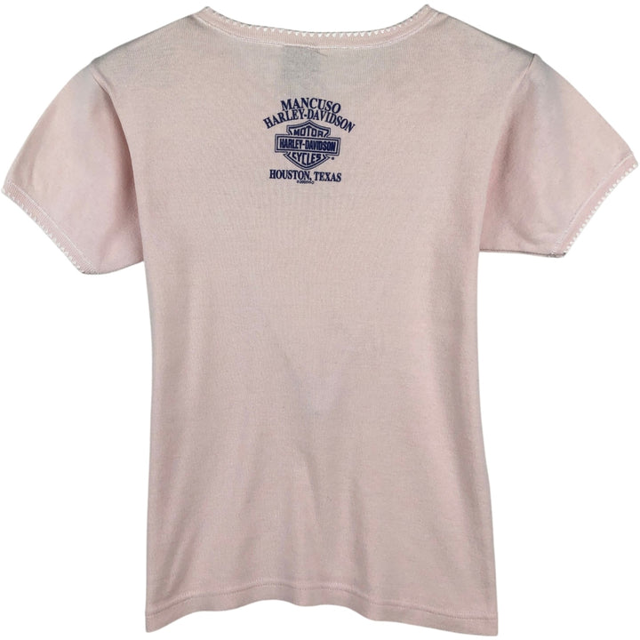 00'S Harley-Davidson Motorcycle Bike T-shirt Made in USA Women's S size cotton pink type Vintage Second Hand