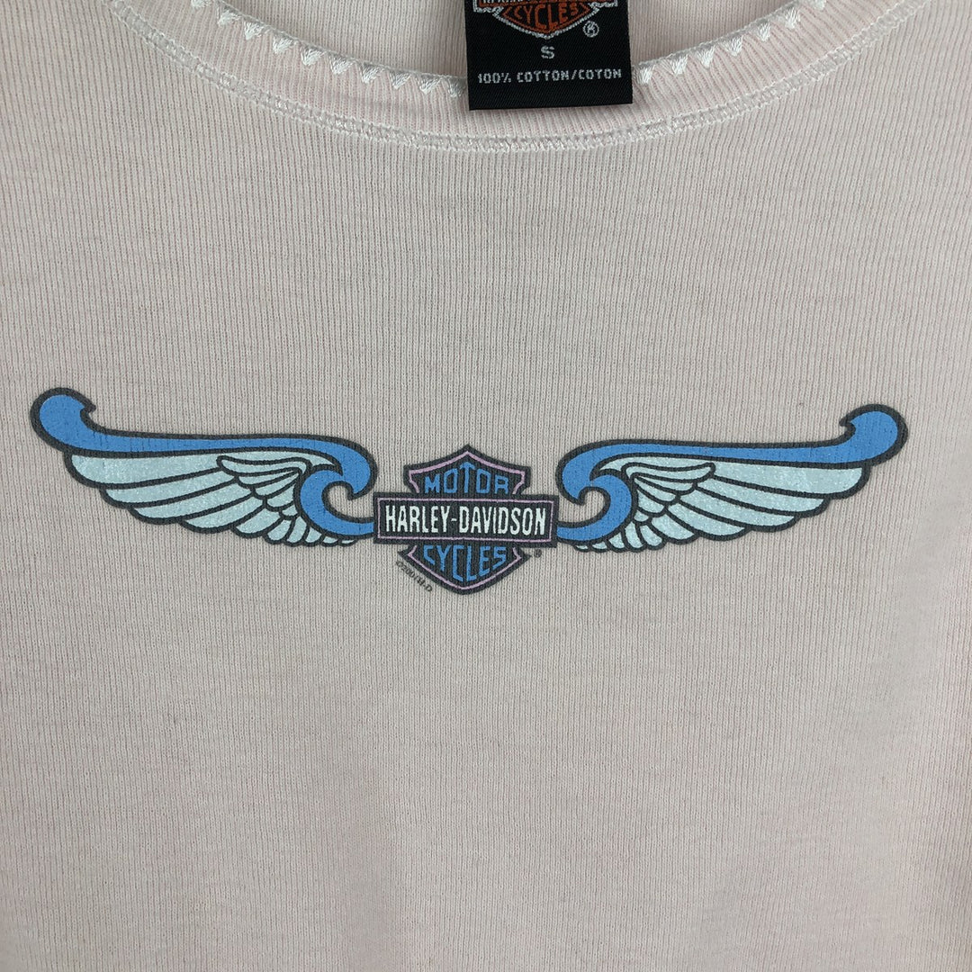 00'S Harley-Davidson Motorcycle Bike T-shirt Made in USA Women's S size cotton pink type Vintage Second Hand