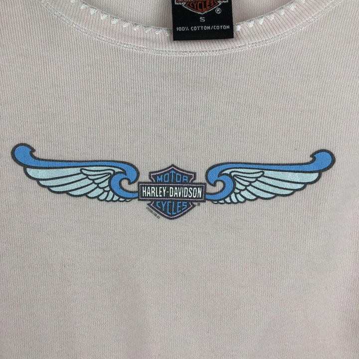 00'S Harley-Davidson Motorcycle Bike T-shirt Made in USA Women's S size cotton pink type Vintage Second Hand