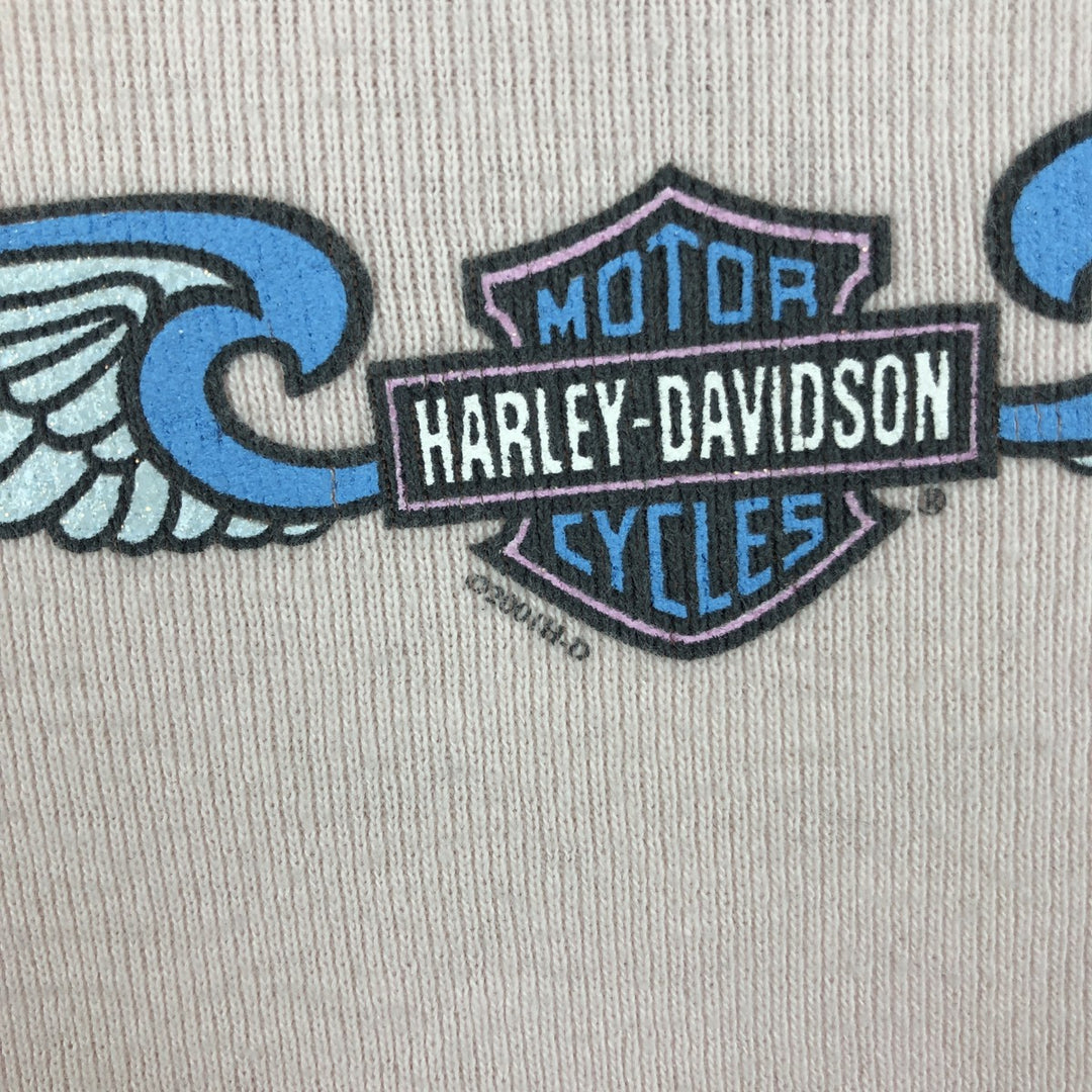 00'S Harley-Davidson Motorcycle Bike T-shirt Made in USA Women's S size cotton pink type Vintage Second Hand