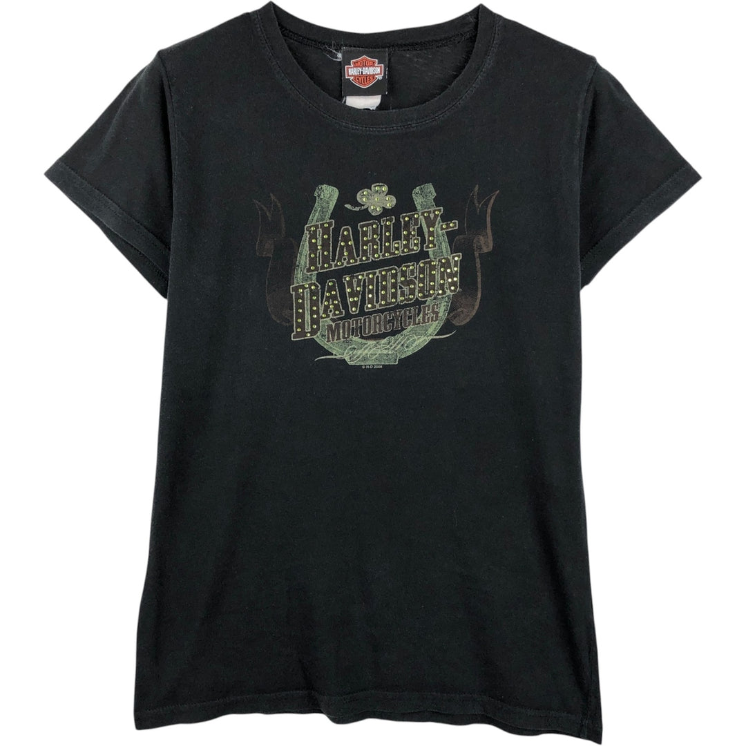 2000'S Harley-Davidson Rhinestone Motorcycle T-Shirt, Women's Size M (approx.) unclear black type Vintage Second Hand