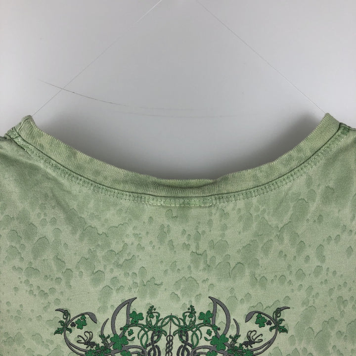 2000'S Harley-Davidson all-over print motorcycle bike t-shirt, made in USA, women's size M equivalent. cotton green type Vintage Second Hand