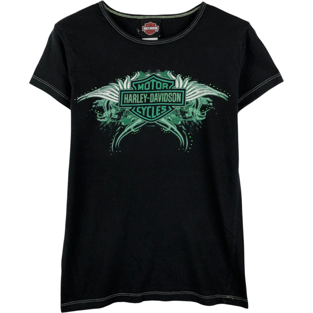 2000'S Harley-Davidson Rhinestone Motorcycle T-Shirt, Women's Size S (approx.) cotton black type Vintage Second Hand