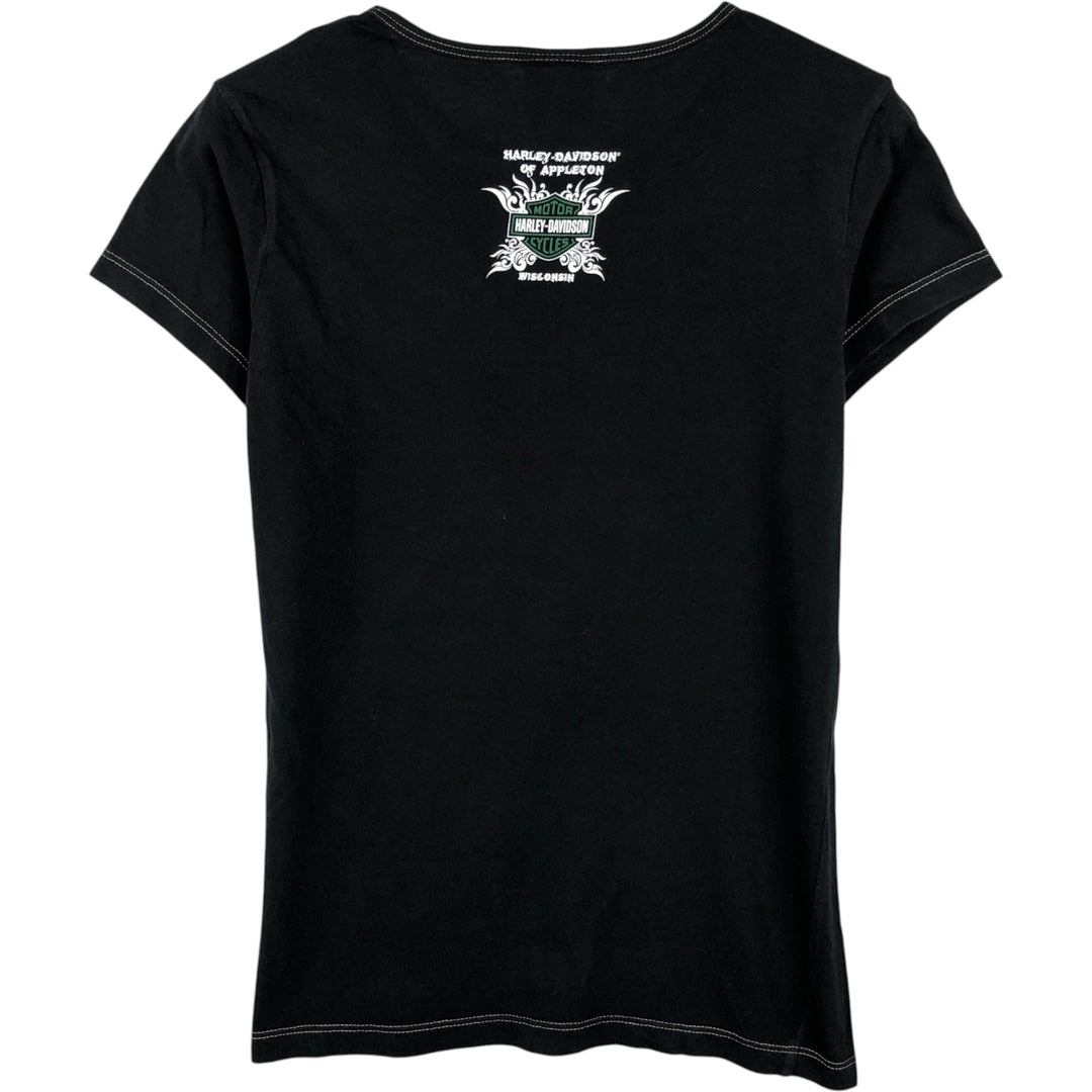 2000'S Harley-Davidson Rhinestone Motorcycle T-Shirt, Women's Size S (approx.) cotton black type Vintage Second Hand