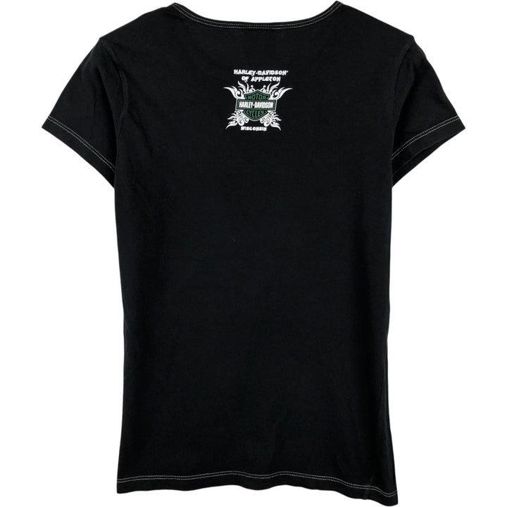 2000'S Harley-Davidson Rhinestone Motorcycle T-Shirt, Women's Size S (approx.) cotton black type Vintage Second Hand