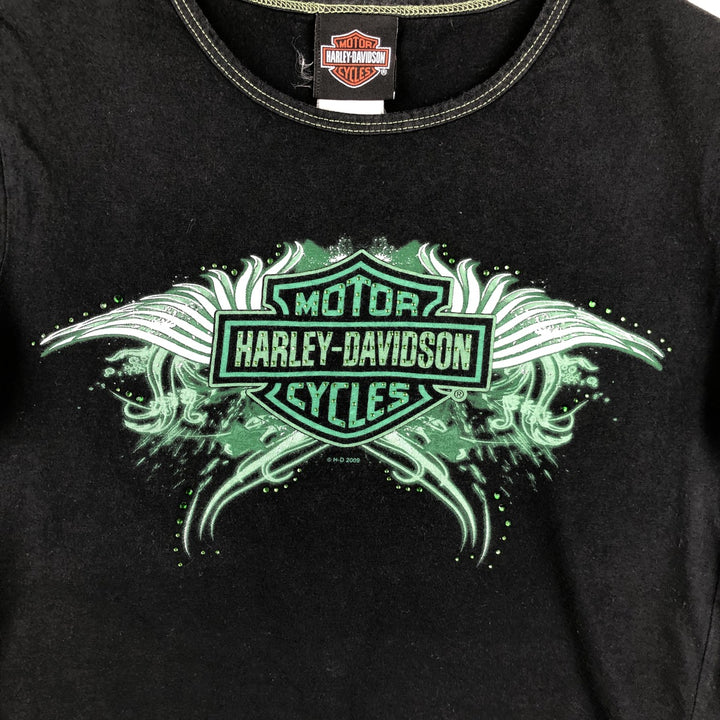 2000'S Harley-Davidson Rhinestone Motorcycle T-Shirt, Women's Size S (approx.) cotton black type Vintage Second Hand