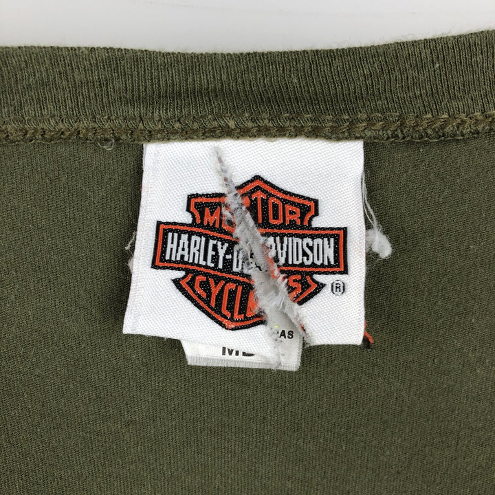 2000'S Harley-Davidson V-neck Motorcycle T-shirt, Women's Size M (approx.) cotton Khaki type Vintage Second Hand