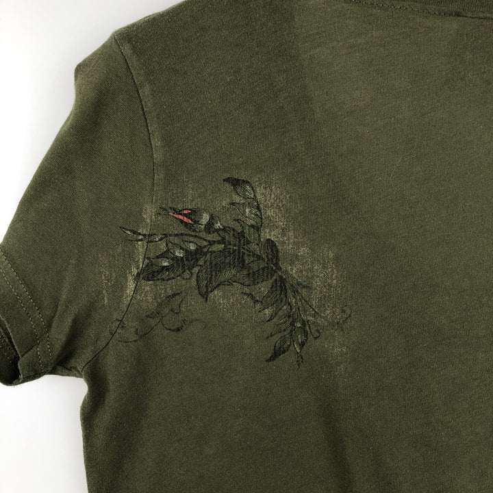 2000'S Harley-Davidson V-neck Motorcycle T-shirt, Women's Size M (approx.) cotton Khaki type Vintage Second Hand