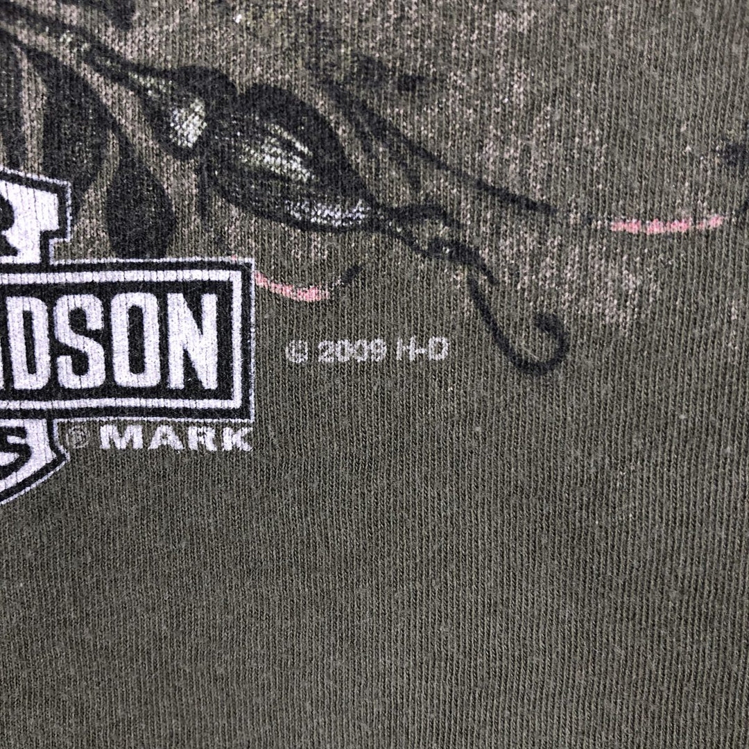 2000'S Harley-Davidson V-neck Motorcycle T-shirt, Women's Size M (approx.) cotton Khaki type Vintage Second Hand