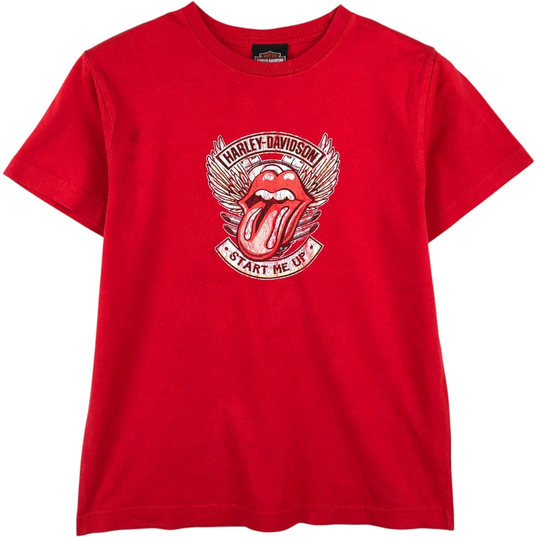 Harley-Davidson The Rolling Stones Motorcycle T-shirt, Women's Size S (approx.) cotton red type Vintage Second Hand