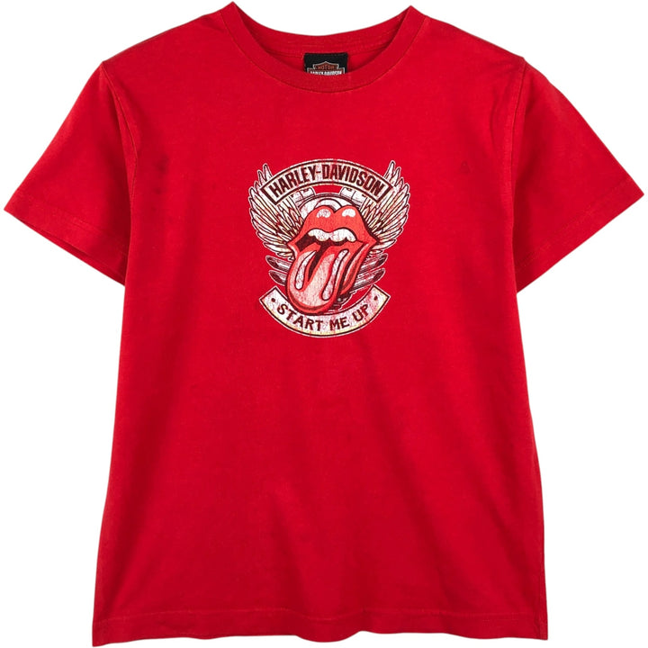 Harley-Davidson The Rolling Stones Motorcycle T-shirt, Women's Size S (approx.) cotton red type Vintage Second Hand