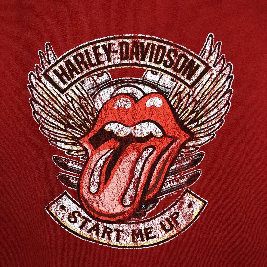 Harley-Davidson The Rolling Stones Motorcycle T-shirt, Women's Size S (approx.) cotton red type Vintage Second Hand