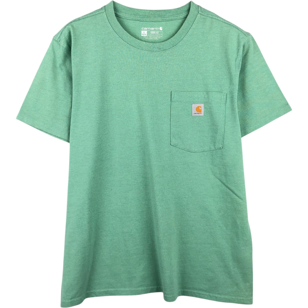 Carhartt Loose Fit Short Sleeve T-Shirt with One-Point Logo Pocket (Women's Size L) cotton Mint green Vintage Second Hand