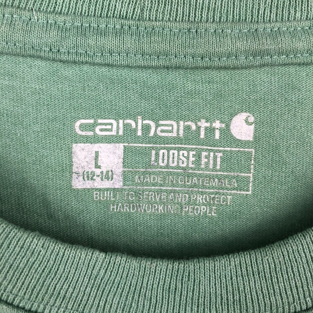 Carhartt Loose Fit Short Sleeve T-Shirt with One-Point Logo Pocket (Women's Size L) cotton Mint green Vintage Second Hand