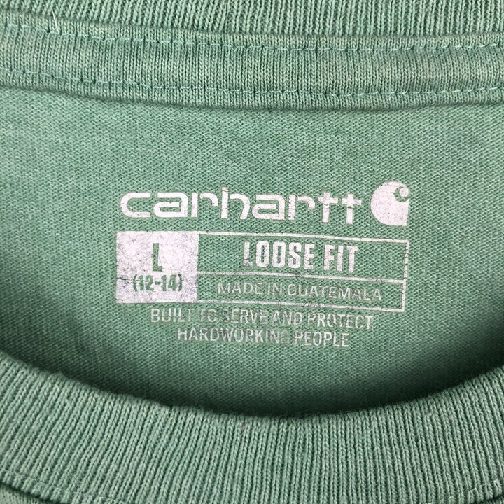 Carhartt Loose Fit Short Sleeve T-Shirt with One-Point Logo Pocket (Women's Size L) cotton Mint green Vintage Second Hand