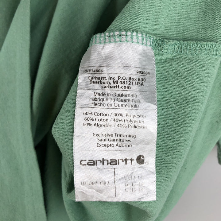 Carhartt Loose Fit Short Sleeve T-Shirt with One-Point Logo Pocket (Women's Size L) cotton Mint green Vintage Second Hand