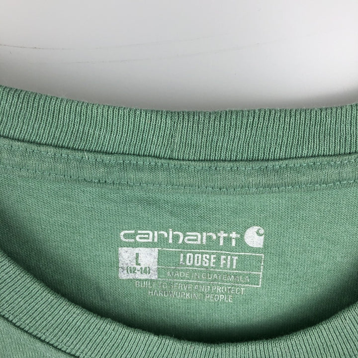 Carhartt Loose Fit Short Sleeve T-Shirt with One-Point Logo Pocket (Women's Size L) cotton Mint green Vintage Second Hand