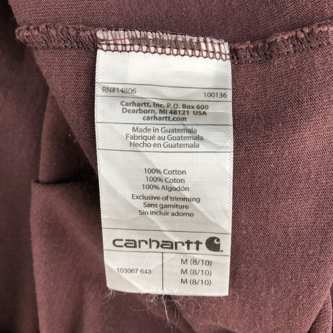 Carhartt ORIGINAL FIT Short-Sleeve T-Shirt with One-Point Logo Pocket (Women's Size M) cotton bordeaux Vintage Second Hand