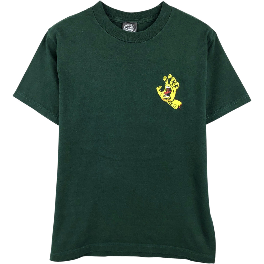 Santa Cruz back logo surf skate t-shirt, men's size S (approx.) cotton green type Vintage Second Hand