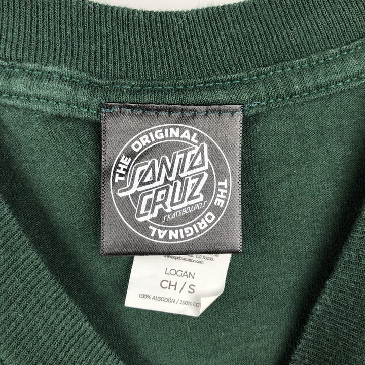 Santa Cruz back logo surf skate t-shirt, men's size S (approx.) cotton green type Vintage Second Hand