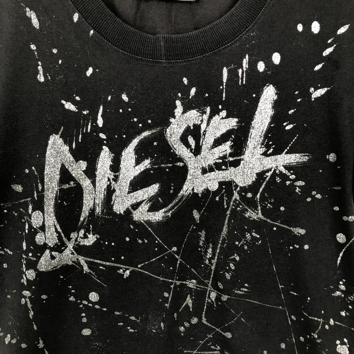 Diesel large print short-sleeved logo t-shirt, women's size XS. cotton black type Vintage Second Hand