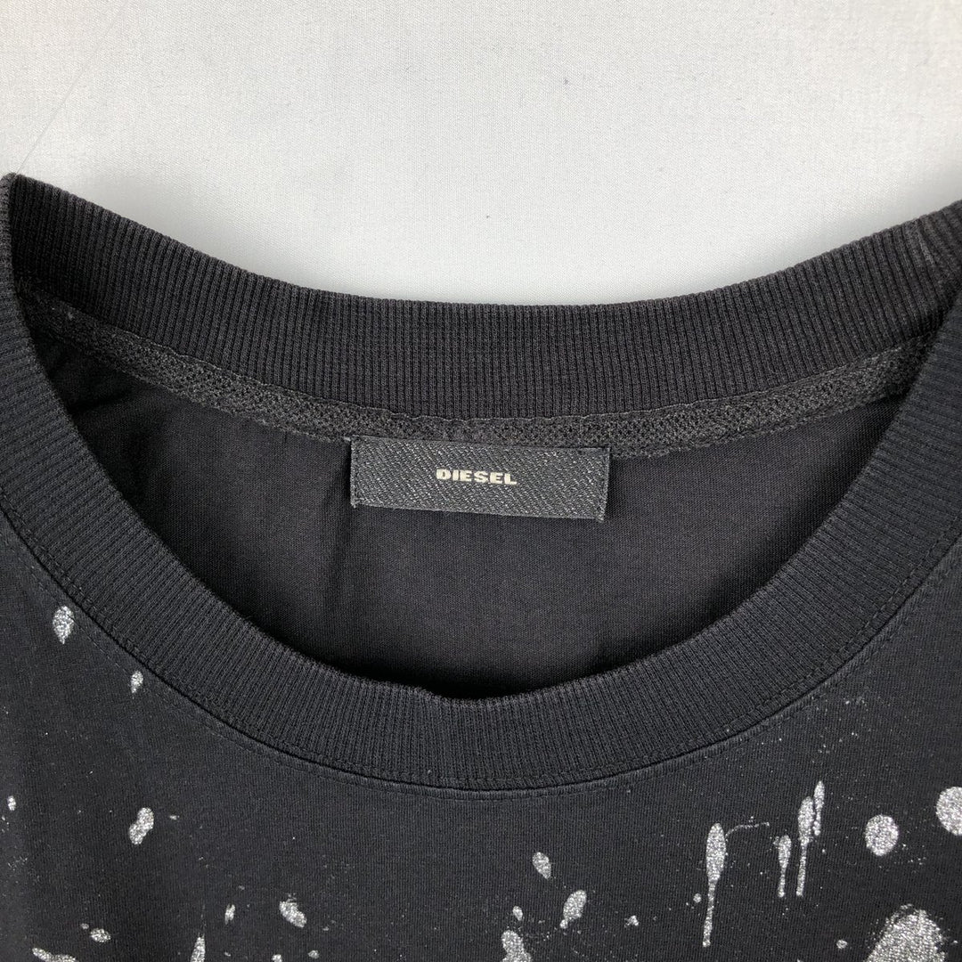 Diesel large print short-sleeved logo t-shirt, women's size XS. cotton black type Vintage Second Hand