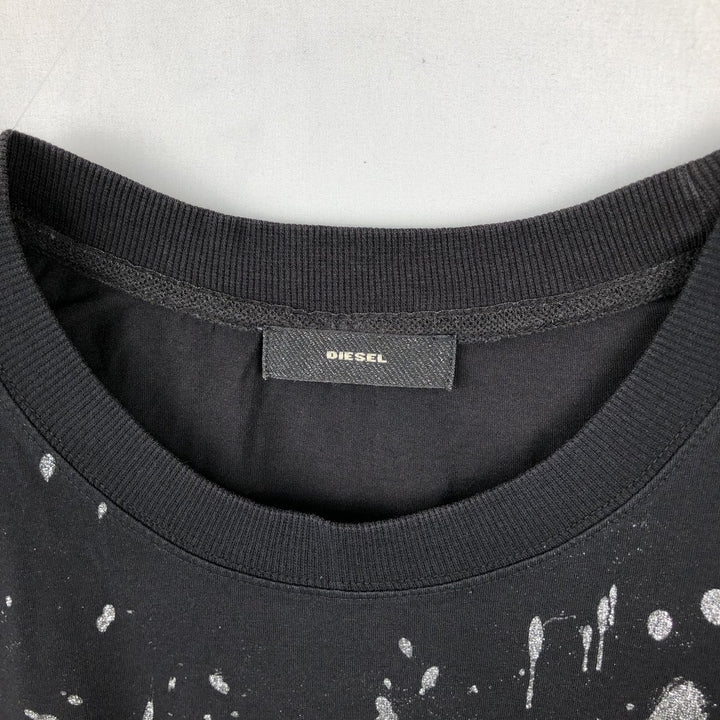 Diesel large print short-sleeved logo t-shirt, women's size XS. cotton black type Vintage Second Hand