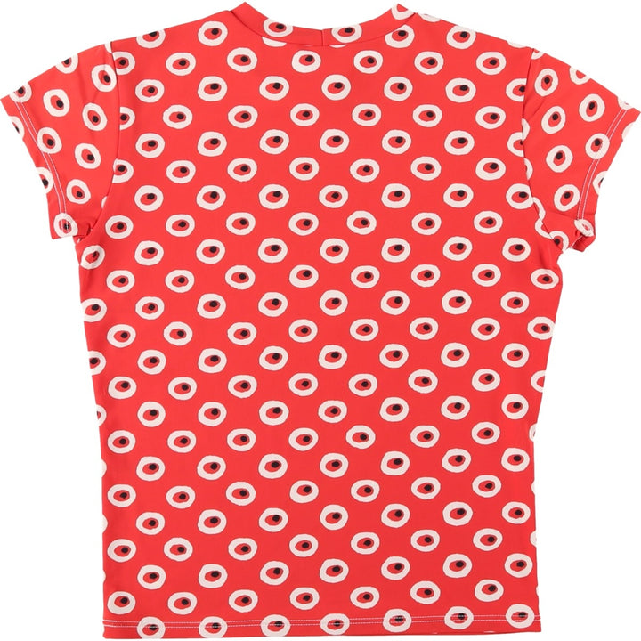 agnes b. PARIS all-over print short-sleeved T-shirt, women's size M (approx.) Nylon red type Vintage Second Hand