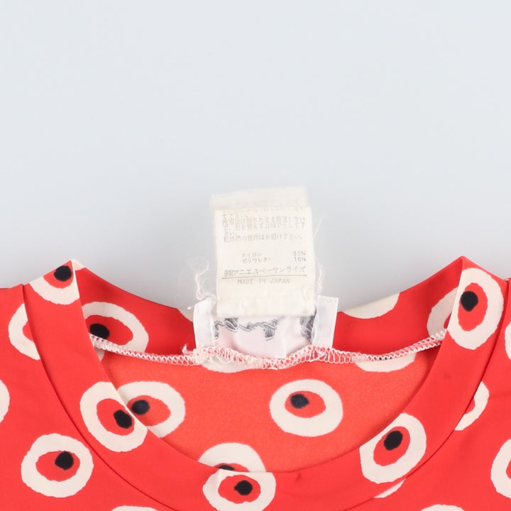 agnes b. PARIS all-over print short-sleeved T-shirt, women's size M (approx.) Nylon red type Vintage Second Hand