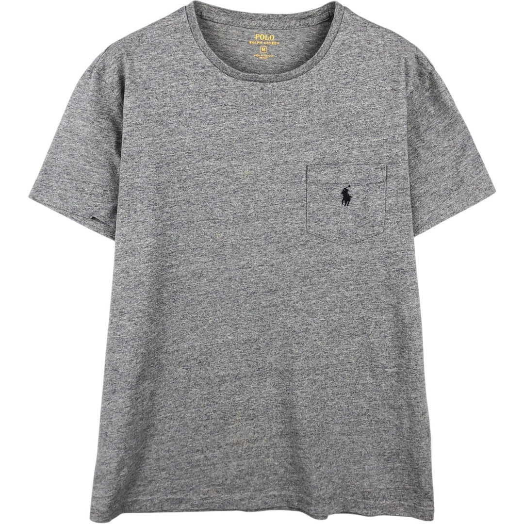 Ralph Lauren POLO RALPH LAUREN Short-Sleeve T-Shirt with One-Point Logo Pocket, Men's Size M (approx.) cotton gray type Vintage Second Hand