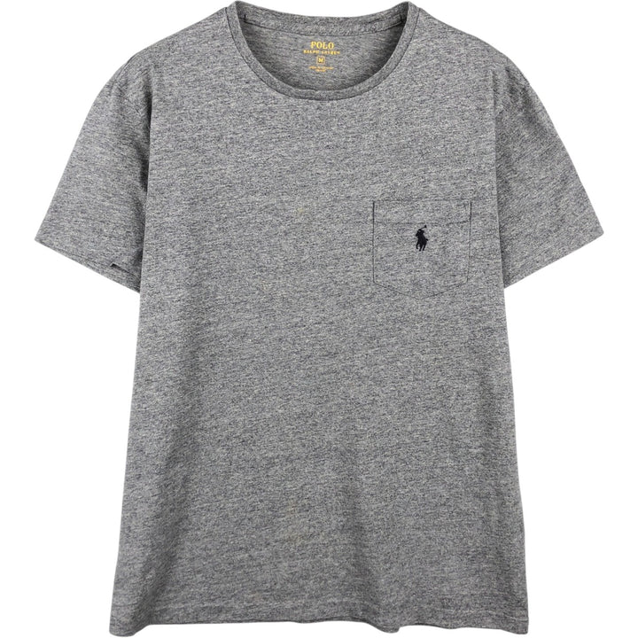 Ralph Lauren POLO RALPH LAUREN Short-Sleeve T-Shirt with One-Point Logo Pocket, Men's Size M (approx.) cotton gray type Vintage Second Hand